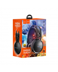 Ακουστικά Stereo Gaming Hoco W100 Touring 3.5mm με Μικρόφωνο, Ρύθμιση Έντασης Ήχου και LED Φωτισμό Μαύρα