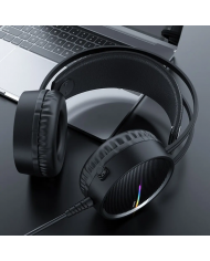 Ακουστικά Stereo Gaming Hoco W100 Touring 3.5mm με Μικρόφωνο, Ρύθμιση Έντασης Ήχου και LED Φωτισμό Μαύρα