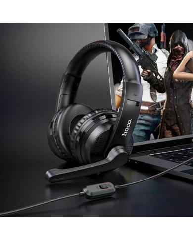 Ακουστικά Stereo Gaming Hoco W103 Magic Tour με 3.5mm Κονέκτορα και Μικρόφωνο με Διακόπτη Ενεργοποίησης Μαύρα