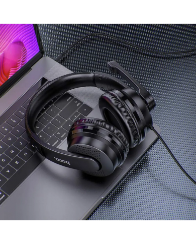 Ακουστικά Stereo Gaming Hoco W103 Magic Tour με 3.5mm Κονέκτορα και Μικρόφωνο με Διακόπτη Ενεργοποίησης Μαύρα