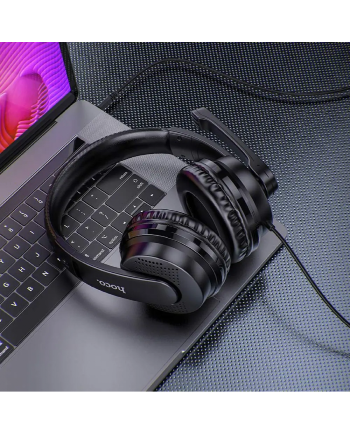 Ακουστικά Stereo Gaming Hoco W103 Magic Tour με 3.5mm Κονέκτορα και Μικρόφωνο με Διακόπτη Ενεργοποίησης Μαύρα