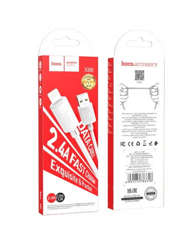 Καλώδιο σύνδεσης Hoco X88 USB σε Lightning 2.4A για Γρήγορη Φόρτιση και Μεταφορά Δεδομένων 1m Λευκό Καλώδιο σύνδεσης Hoco X88 USB σε Lightning 2.4A για Γρήγορη Φόρτιση και Μεταφορά Δεδομένων 1m Λευκό