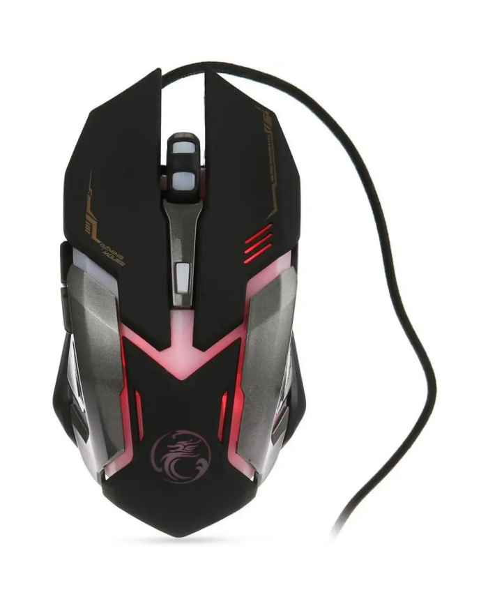 Ενσύρματο Ποντίκι iMICE V6 Gaming 6D με 6 Πλήκτρα, 3200 DPI, Multimedia και LED Φωτισμό. Μαύρο-Γκρι