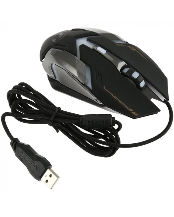 Ενσύρματο Ποντίκι iMICE V6 Gaming 6D με 6 Πλήκτρα, 3200 DPI, Multimedia και LED Φωτισμό. Μαύρο-Γκρι