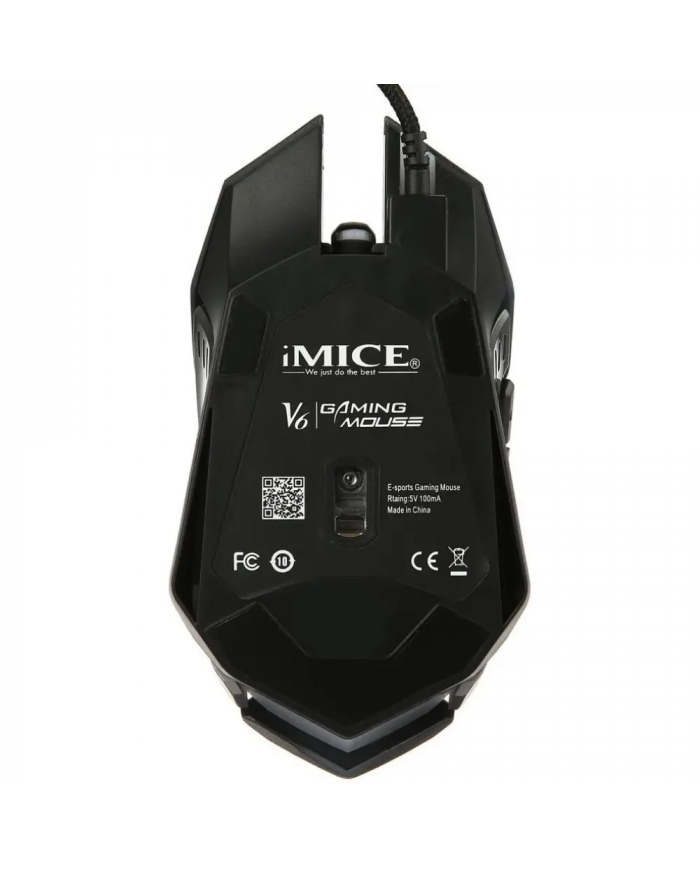 Ενσύρματο Ποντίκι iMICE V6 Gaming 6D με 6 Πλήκτρα, 3200 DPI, Multimedia και LED Φωτισμό. Μαύρο-Γκρι