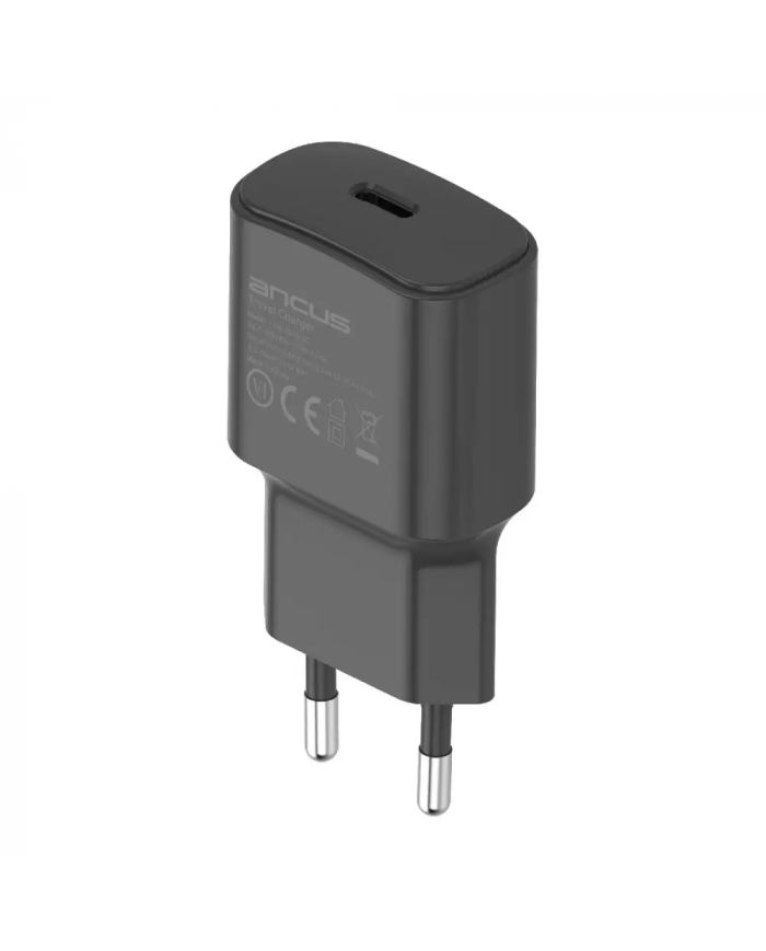 Φορτιστής Ταξιδίου Switching Ancus Supreme Series C70 Fast Charge με USB-C Έξοδο QC 3.0 PD 20W 5V/3A Μαύρο