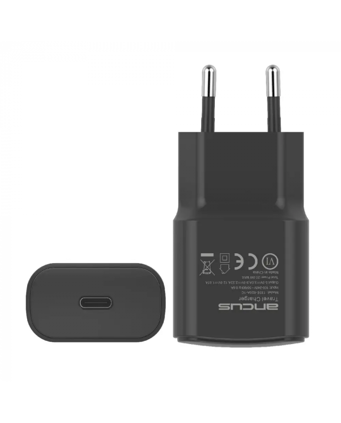 Φορτιστής Ταξιδίου Switching Ancus Supreme Series C70 Fast Charge με USB-C Έξοδο QC 3.0 PD 20W 5V/3A Μαύρο