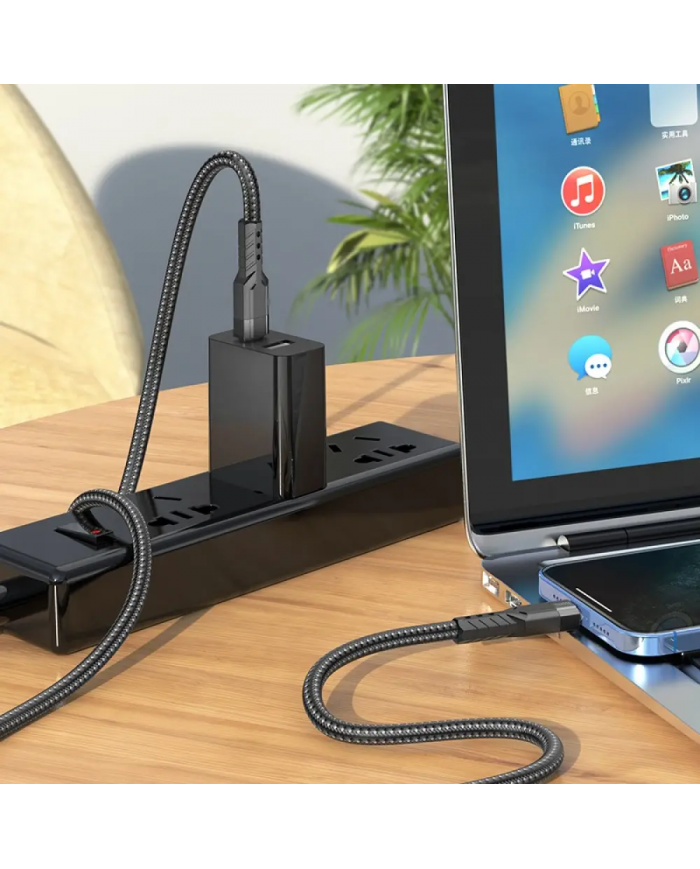 Καλώδιο Σύνδεσης Hoco U110 iP USB-C σε Lightning Braided PD20W Μαύρο 1.2m Υψηλής Αντοχής