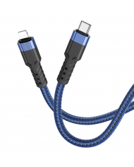 Καλώδιο Σύνδεσης Hoco U110 USB-C σε Lightning Braided PD20W 3A Μπλε 1.2m Υψηλής Αντοχής