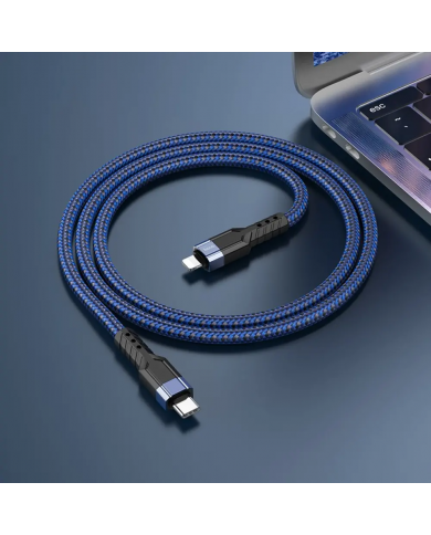 Καλώδιο Σύνδεσης Hoco U110 USB-C σε Lightning Braided PD20W 3A Μπλε 1.2m Υψηλής Αντοχής Καλώδιο Σύνδεσης Hoco U110 USB-C σε Lightning Braided PD20W 3A Μπλε 1.2m Υψηλής Αντοχής