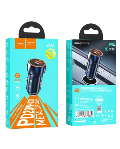 Φορτιστής Αυτοκινήτου Hoco Z46A Blue Whale USB-C PD20W σε USB 18W QC3.0 5V/3A Μπλε