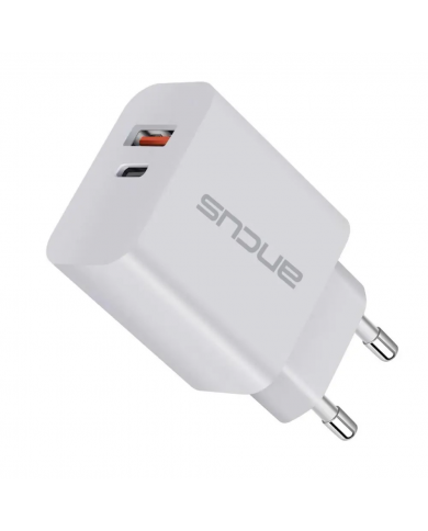 Φορτιστής Ταξιδίου Switching Ancus Supreme Series C70D Dual Fast Charge με USB/USB-C Έξοδο QC3.0 PD30W Λευκό