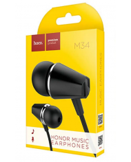 Hands Free Hoco M34 Earphones Stereo 3.5mm Μαύρο με Μικρόφωνο και Πλήκτρο Λειτουργίας