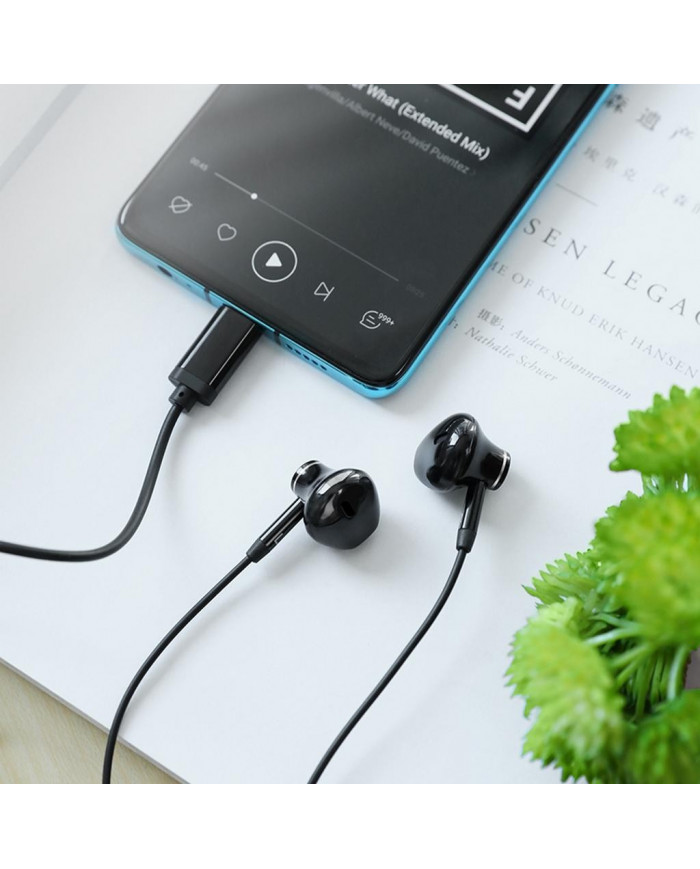 Hands Free Hoco L13 Grandee Earphones Stereo USB-C Μαύρα με Μικρόφωνο και Πλήκτρο Λειτουργίας 1,2μ