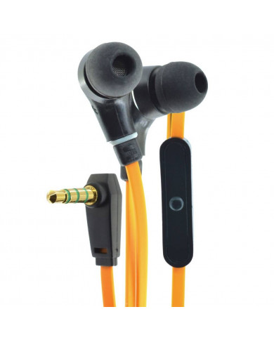 Hands Free Ancus Loop in-Earbud Stereo 3.5 mm για Apple-Samsung-HTC-Sony Πορτοκαλί με Καλώδιο Πλακέ, Πλήκτρο Απάντησης