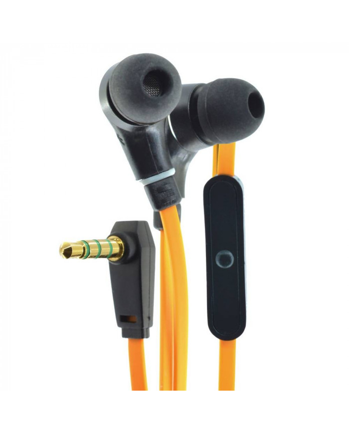 Hands Free Ancus Loop in-Earbud Stereo 3.5 mm για Apple-Samsung-HTC-Sony Πορτοκαλί με Καλώδιο Πλακέ, Πλήκτρο Απάντησης