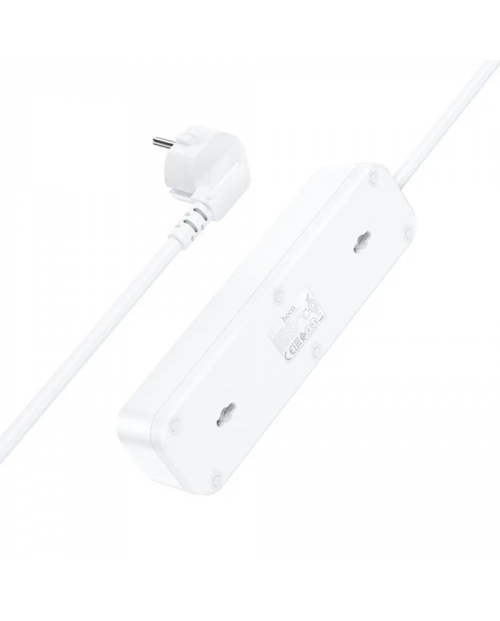 Πολύπριζο Hoco NS2 με 3 χ Σούκο 4000W + 3 x USB-A Εξόδους 12W 5V/2.4A με Διακόπτη Ασφαλείας On/Off Καλώδιο 1.8m Λευκό