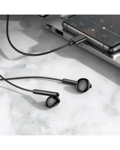 Hands Free Hoco M93 Earphones Stereo USB-C Συμβατά με Όλες τις Συσκευές USB-C Μαύρο 1.2m