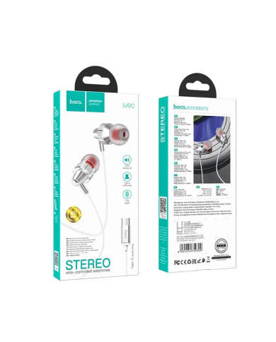 Hands Free Hoco M90 Delight Earphones Deep Bass Stereo USB-C Συμβατά με Όλες τις Συσκευές