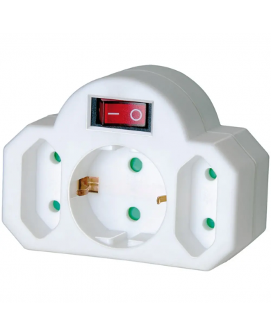 Αντάπτορας Brennenstuhl σε 2 Απλές και 1 Σούκο με Διακόπτη, IP20 Λευκό