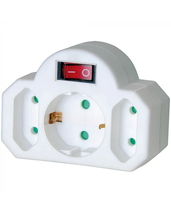 Αντάπτορας Brennenstuhl σε 2 Απλές και 1 Σούκο με Διακόπτη, IP20 Λευκό