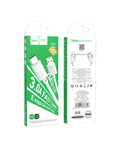 Καλώδιο σύνδεσης Hoco X88 USB σε USB-C 3.0A για Γρήγορη Φόρτιση και Μεταφορά Δεδομένων 1m Λευκό Καλώδιο σύνδεσης Hoco X88 USB σε USB-C 3.0A για Γρήγορη Φόρτιση και Μεταφορά Δεδομένων 1m Λευκό