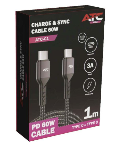ATC-C1 Charge & Sync Cable Type C/C 60W ATC-C1 Charge & Sync Cable Type C/C 60W