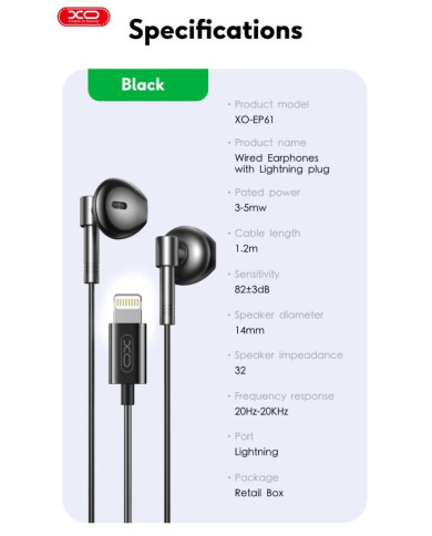 XO EP61 Handsfree Lighting Black