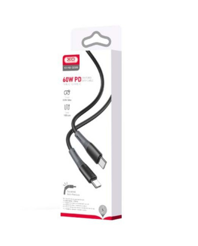 XO NB-Q226B 60W silicone two-color Type-c to Type-c data cable Black XO NB-Q226B 60W silicone two-color Type-c to Type-c data cable Black