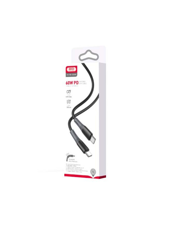 XO NB-Q226B 60W silicone two-color Type-c to Type-c data cable Black