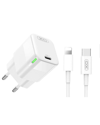 XO CE06 PD 30W GaN Γρήγορος Φορτιστής με λαμπάκι και Lightning Καλώδιο