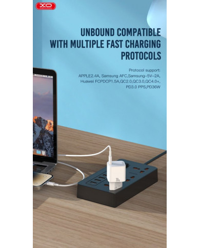 XO CE06 PD 30W GaN Γρήγορος Φορτιστής με λαμπάκι και Lightning Καλώδιο