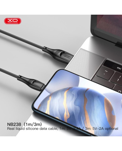 XO  Καλώδιο Φόρτισης + Data TypeC L 3M Zeus Series Μαύρο