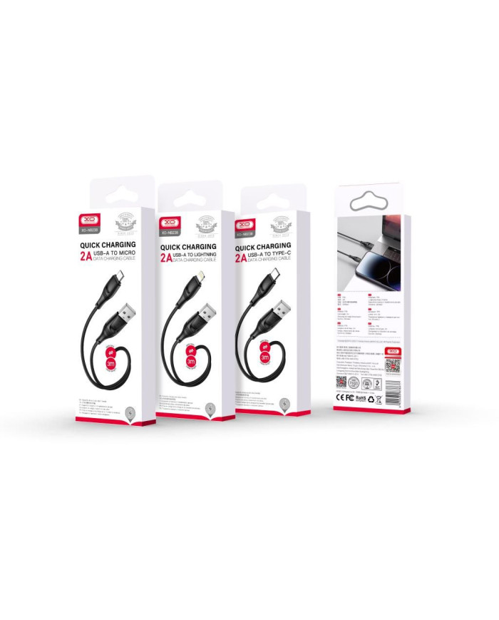 XO  Καλώδιο Φόρτισης + Data TypeC L 3M Zeus Series Μαύρο