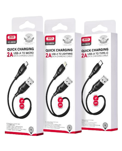 XO  Καλώδιο Φόρτισης + Data TypeC L 3M Zeus Series Μαύρο