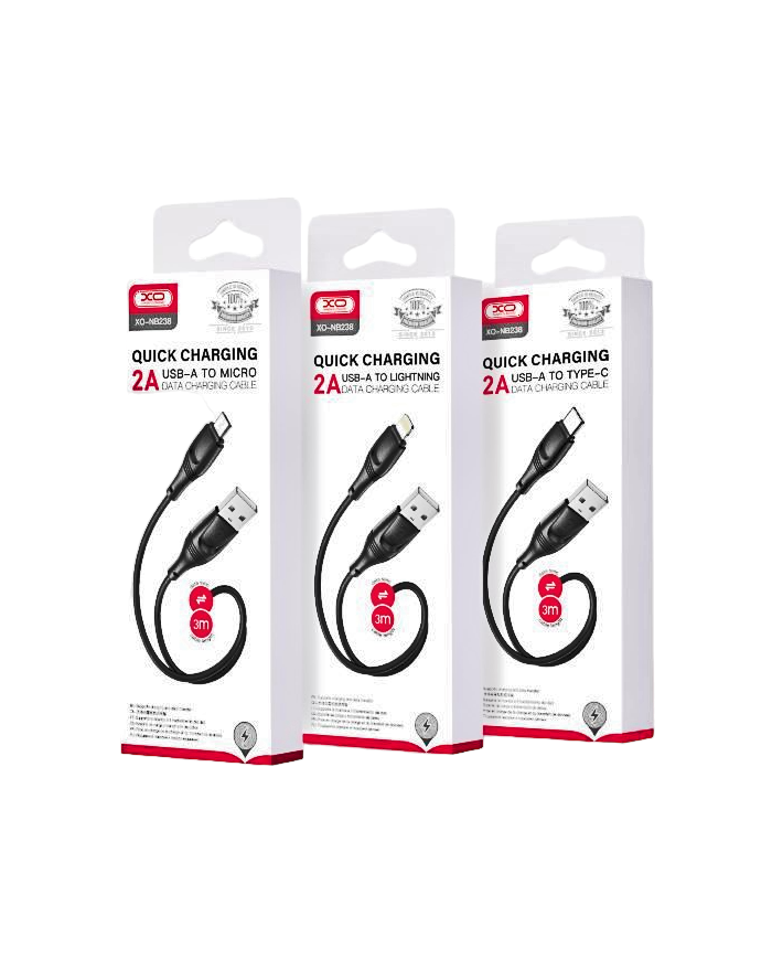 XO  Καλώδιο Φόρτισης + Data TypeC L 3M Zeus Series Μαύρο