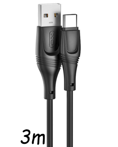 XO  Καλώδιο Φόρτισης + Data TypeC L 3M Zeus Series Μαύρο
