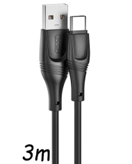 XO  Καλώδιο Φόρτισης + Data TypeC L 3M Zeus Series Μαύρο