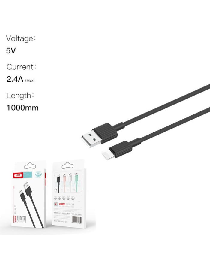 XO NB156 USB Καλώδιο Φόρτισης για Lightning Μαύρο