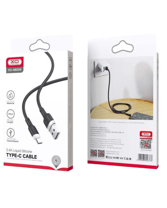 XO NB208 Καλώδιο Φόρτισης + Data Lightning 1m Μαύρο