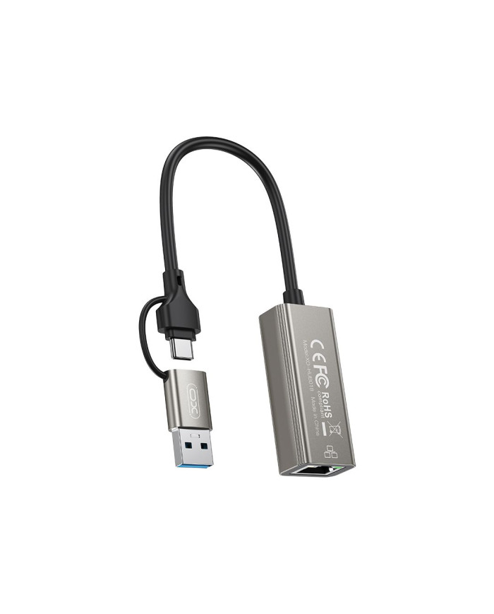 XO HUB018 Αντάπτορας Δικτύου USB σε Type-C 2-σε-1 RJ45 100Mbs