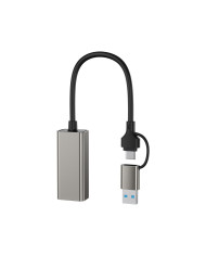 XO HUB018 Αντάπτορας Δικτύου USB σε Type-C 2-σε-1 RJ45 100Mbs