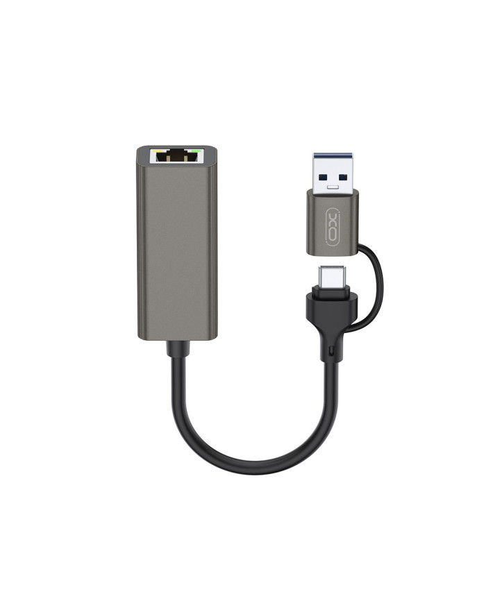 XO HUB018 Αντάπτορας Δικτύου USB σε Type-C 2-σε-1 RJ45 100Mbs