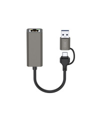 XO HUB018 Αντάπτορας Δικτύου USB σε Type-C 2-σε-1 RJ45 100Mbs