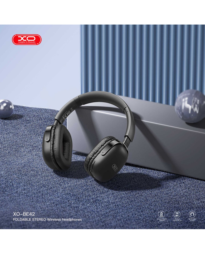 XO BE42 Scarlet Μεταλλικά Αναδιπλούμενα Ακουστικά Bluetooth (Μαύρο)
