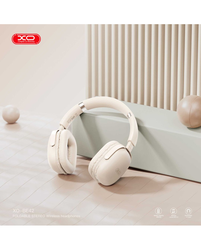 XO BE42 Scarlet Μεταλλικά Αναδιπλούμενα Ακουστικά Bluetooth (Μπεζ)