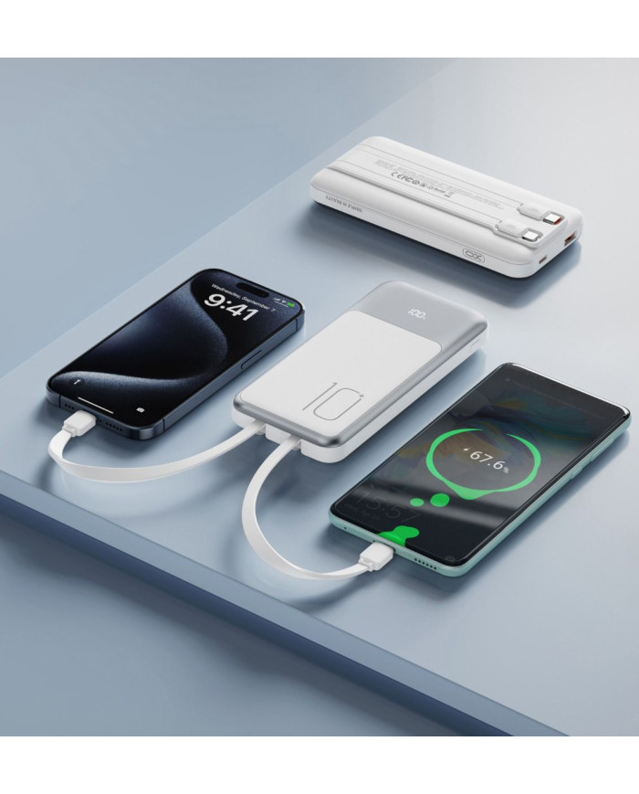 XO PR248 USB-C 20W / USB-A 22.5W Display Fast Charging Powerbank 10000mAh Λευκό
