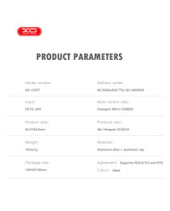 XO CC57 Smart Metal Single C Port PD25W Car Charger