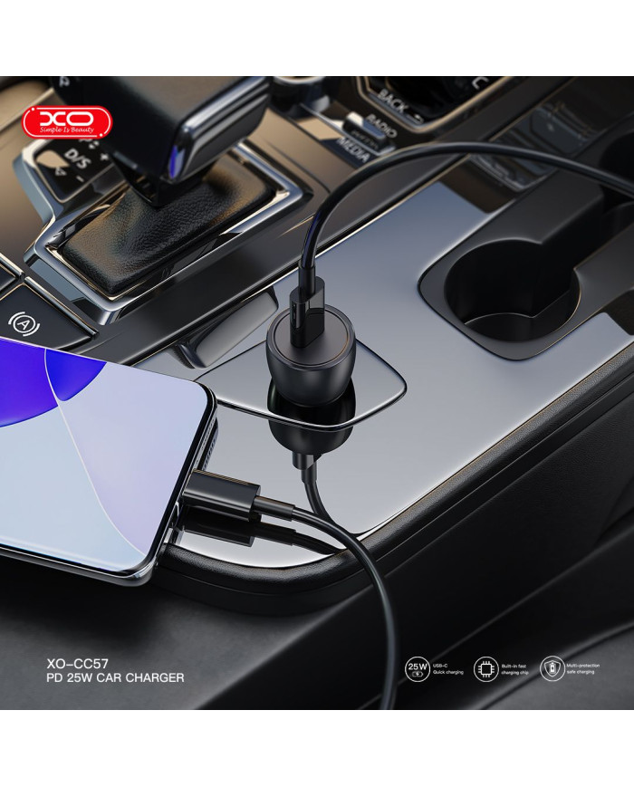 XO CC57 Smart Metal Single C Port PD25W Car Charger