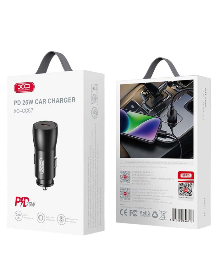 XO CC57 Smart Metal Single C Port PD25W Car Charger